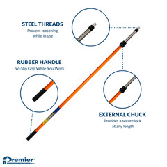 Premier Paint Roller 5-10ft Heavy Duty Fiberglass Extension Pole, 2 Pack