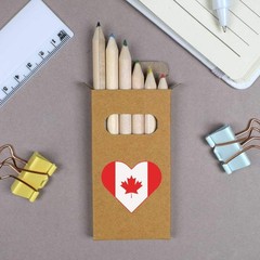6 x ‘Canada Flag Love Heart’ Short Colour Pencils (PE00075602)