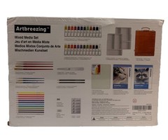 55-Piece Mixed Media Art Set with Sketch Box Easel & Painting Accessories | New