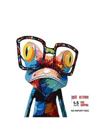 PSENIW Paint by Numbers Kit for Adults Beginners—Abstract Frog Frameless Brown