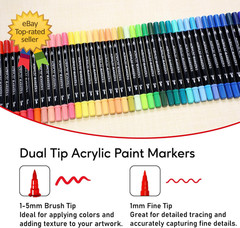 30 Colors Acrylic Paint Markers Dual Tip Fine and Brush Tips for Detailed Art…