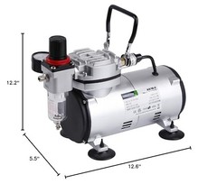 Timbertech Airbrush Kit with Compressor, Hose, Brushes, Test Paints