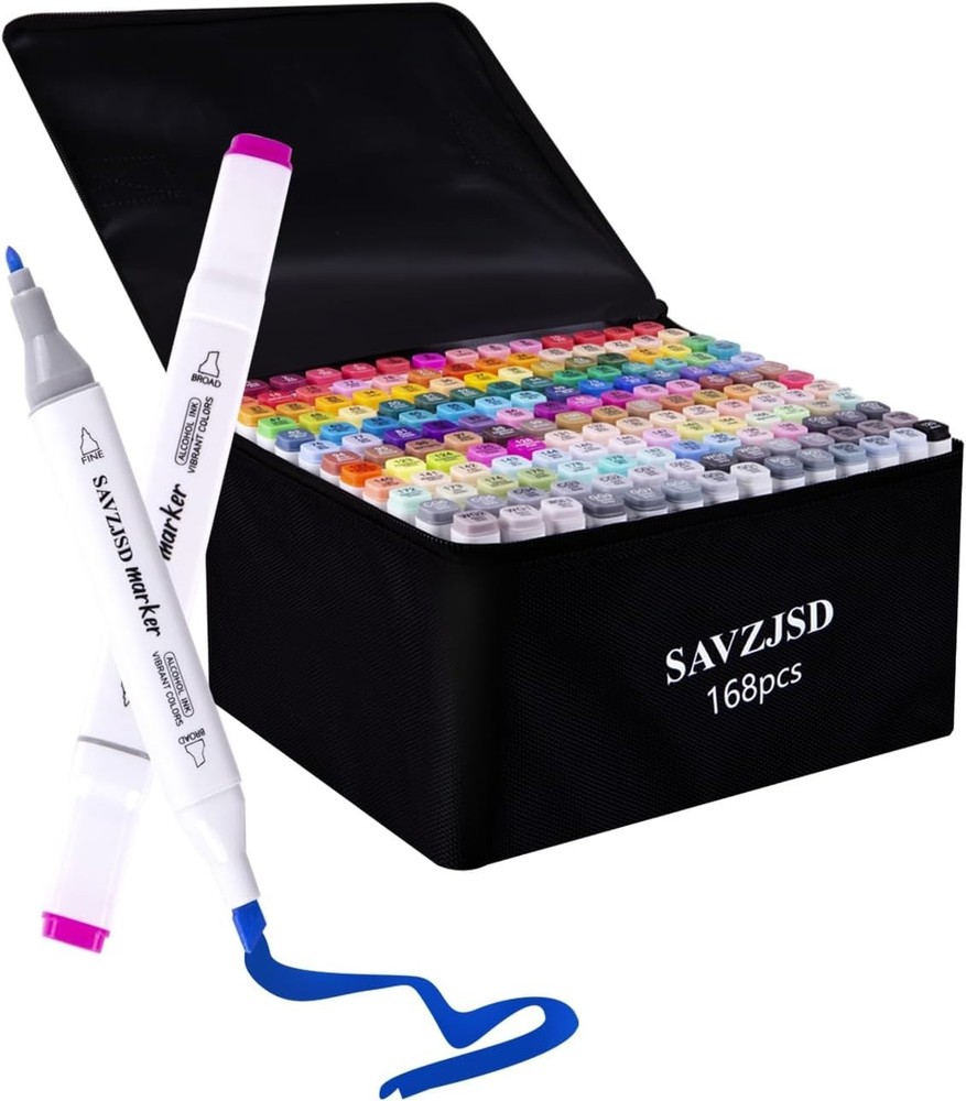 168 Colors Alcohol Markers – Dual Tip Markers for Kids or Adults in Coloring