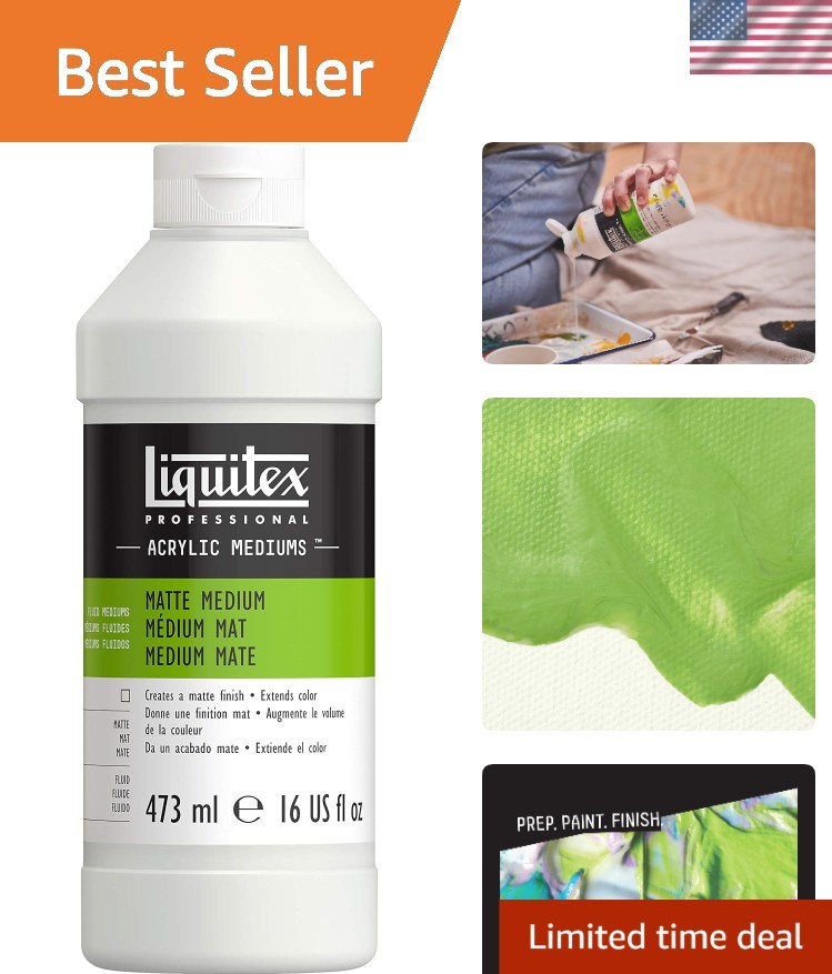 Professional 16-Oz Matte Medium for Acrylic Paints – Non-Toxic and Versatile