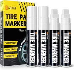 SELEAD Jumbo Tire Marker White 4 Pack 15mm Wide Tip