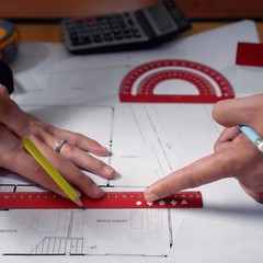 4 Pcs Geometry Drafting Tool, Math Tool Includes 15cm l Ruler, Red