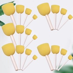 20Pcs Art Sponge Brush Round Wooden Handle for Graffiti and Painting Fun