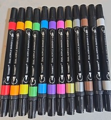 12 Colors Dual Tip Acrylic Paint Pens Markers, Premium Acrylic Paint Pens