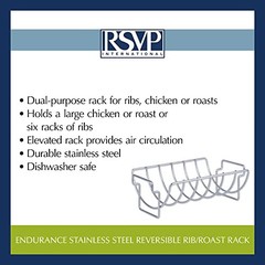 Kitchen Roasting Pan Collection Reversible Rib/Roast Rack, 15.75×9.75×5.25″