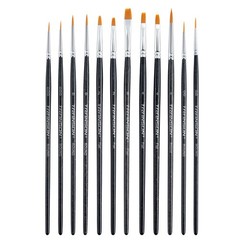 Transon 12pcs Small Detail Painting Brushes for Miniature Model 12 PCS, Brown