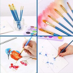 Acrylic Paint Brush Set, 1 Packs / 10 pcs Watercolor Brushes 10pcs Blue