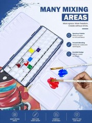 DUGATO Large Empty Watercolor Palette Tin with Lid – Holds 48 Half Pans (63 I…