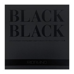 5 pkg FABRIANO BLACK BLACK PAPER PAD, 8 X 8″ SQUARE, 20 SHEETS