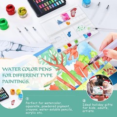 12Pcs Watercolor Brush Pens, Premium Leakproof Water Brush Pen with 6 Assorted T