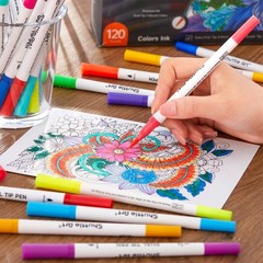 Fineliner & Brush Dual Tip Marker Set – 120 Colors