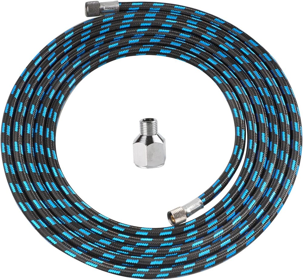 Airbrush Hose 10 Foot Nylon Braided Air Hose with 1/8” Size on Both End and Adap