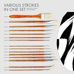 ARTIFY Oil Paint Brushes Set, 15Pcs Professional Natural Chungking Wood Color