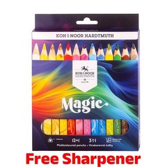 Koh-I-Noor Jumbo Triangular Coloured Pencils 3408 Magic Set Multicolor Tri-Tone