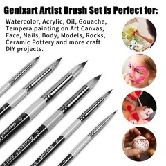 Round Pointed Tip Paint Brushes Set, 6 Pcs Artist Paintbrushes Round, Black
