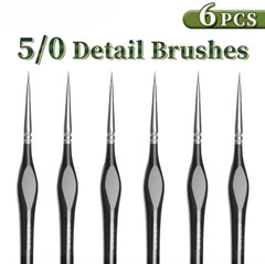 6pcs Fine Tip Paint Brush Set for Acrylic, Models & Miniature Detailing – NEW
