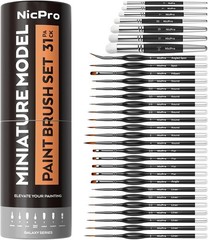 Miniature Paint Brush Set – 31PCS for Acrylic Oil Watercolor