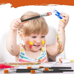 30 Pcs Kids Paint Brushes, Soft, Easy Clean, Short, Flat, Preschool, Acrylic