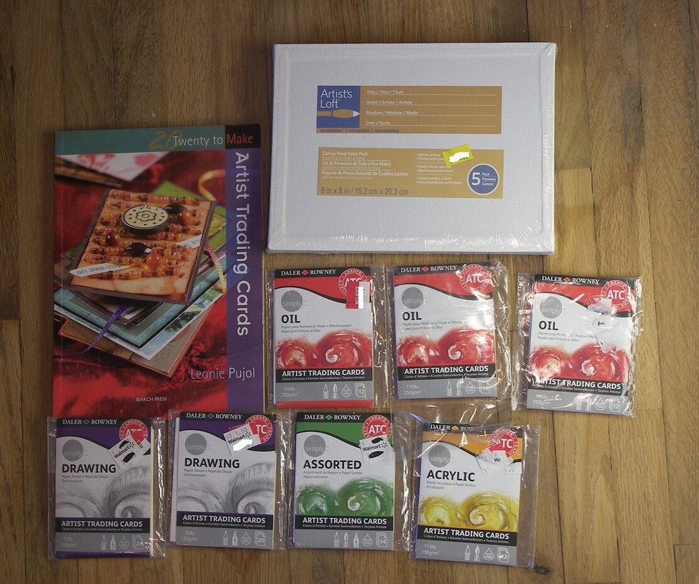 LOT Artist Trading Cards ATC Daler Rowney 2.5 x 3.5 & 6 x 8 Canvas Oil Acrylic