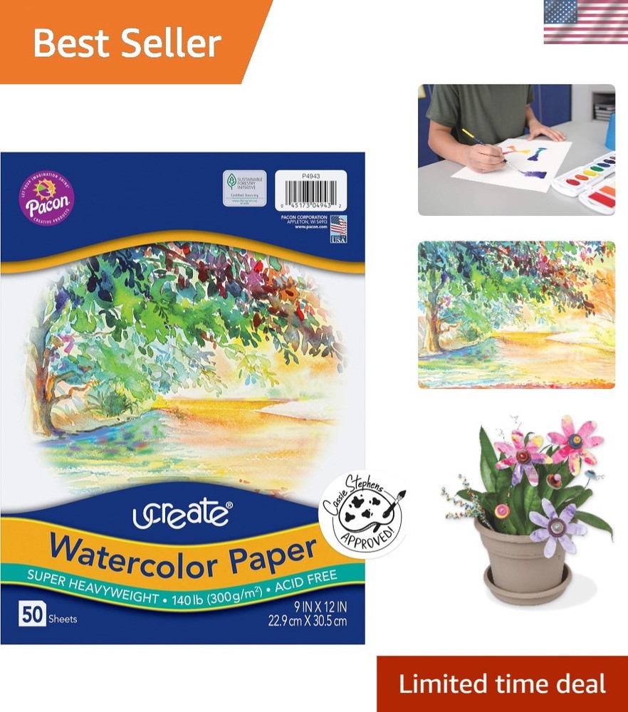 Watercolor Paper White 9×12 Inch 50 Sheets Heavyweight Art Paper
