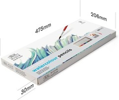 Winsor & Newton Watercolour Pencils Box Set of 48 + Paper Pad + Brush