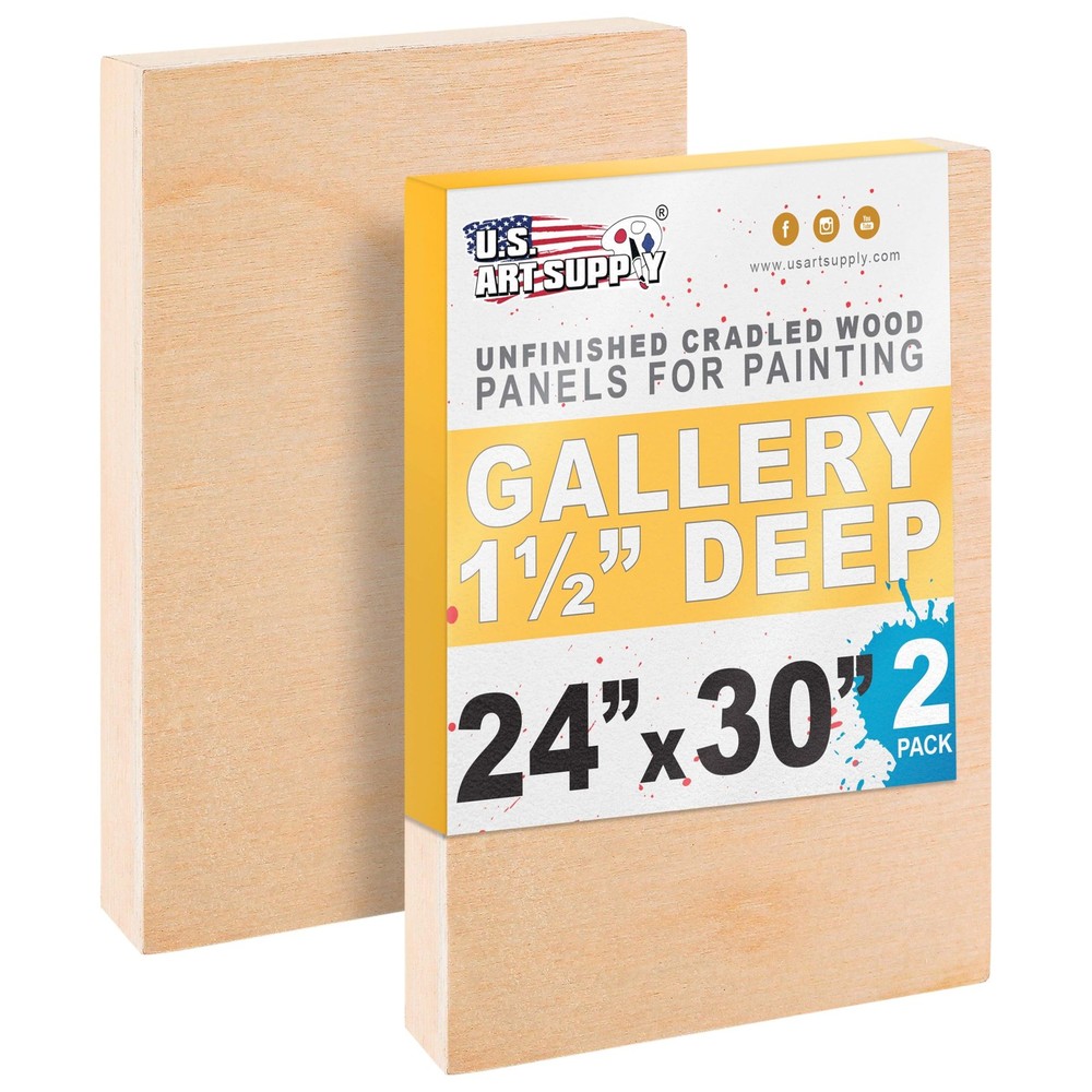 U.S. Art Supply 24″ x 30″ Unfinished Cradled Wood x 30″, Birch
