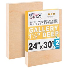U.S. Art Supply 24″ x 30″ Unfinished Cradled Wood x 30″, Birch