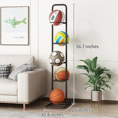 Vertical Ball Storage Rack – Adjustable 5-Tier Sports Organizer Stand for Bas…