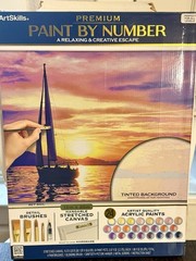 Art Skills Premium Paint by Number Kit 15” X 20” Set Sail Nautical 24 Paints