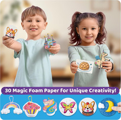 70PCS Magic Foam Texture Painting Kit, Magic Puffy Paint Kit with 30 Foam Textur