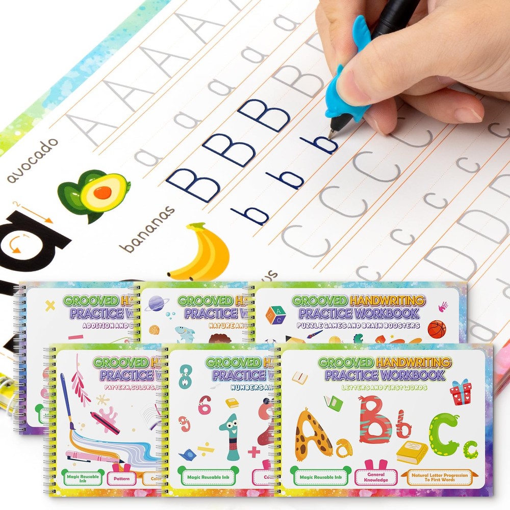 Libro De Practica Escritura Reutilizable Para Niños Ninos 6 Piezas Libro Magico