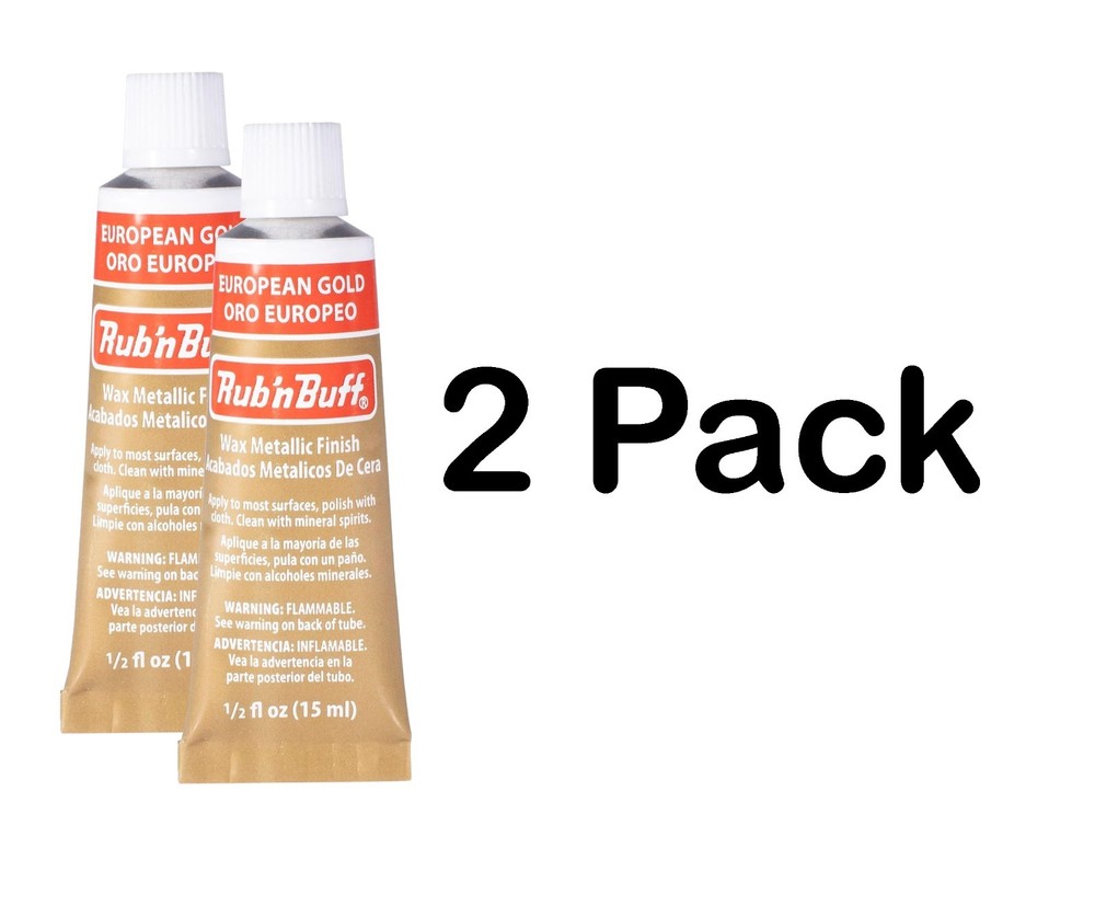 2x Pack – Amaco Rub ‘N Buff Wax Metallic Finish, European Gold, 0.5-Fluid Ounce