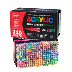 240 Colors Acrylic Paint Markers Set, Soft Flexible Brush Markers for Rock Pa…