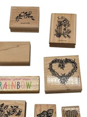 Vintage Stampin Up & FBX 12pc Wood Stamp Lot (1992-1997)