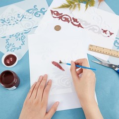 INFUNLY 4PCS Corner Stencils for Painting Vintage Flower