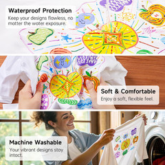 Shuttle Art Fabric Paint, 24 Colors 3D Permanent Paint with Brushes Palette Pen