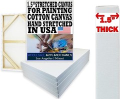 1-1/2″ Medium Grain Cotton Artist Stretched Canvas. Many Sizes Bulk Discounts.
