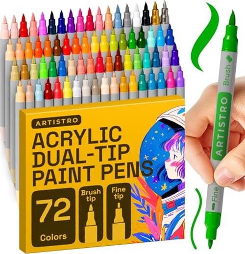 ARTISTRO 48 Acrylic Paint Pens – Dual Tip Assorted Number of Itemss , Styles