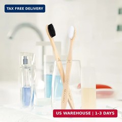 NUDUKO Bamboo Toothbrushes Biodegradable Toothbrush 10 Pack – Eco-Friendly, Natu