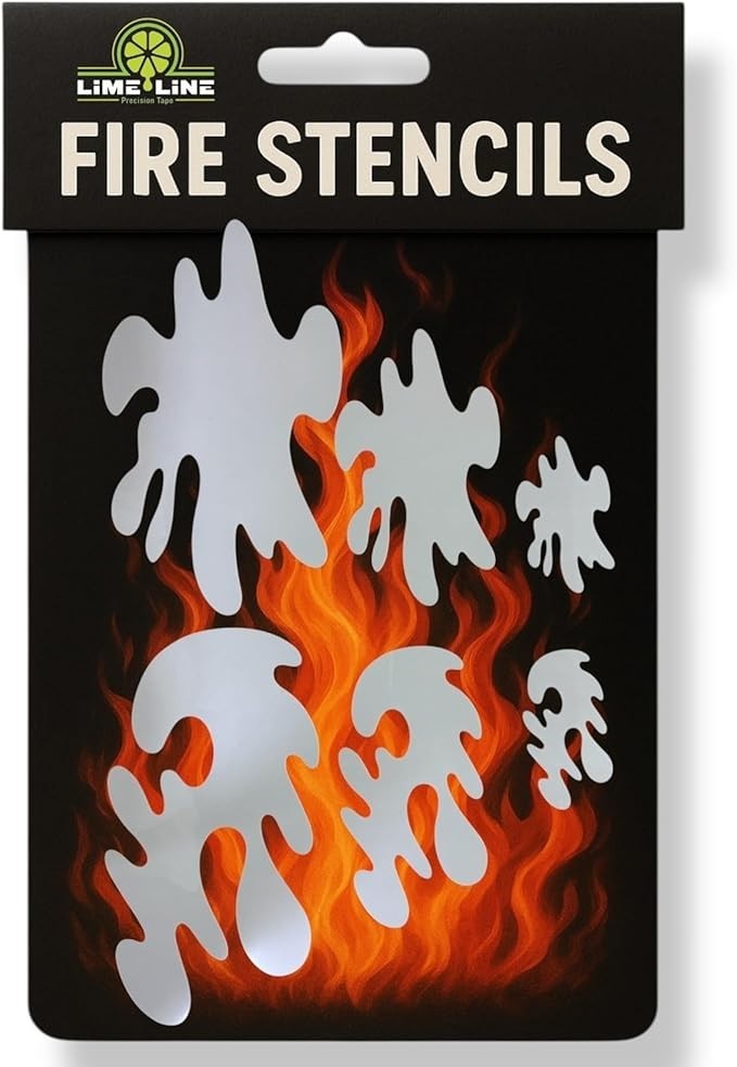 LiME LiNE 6-Piece Realistic Fire Airbrush Stencil Kit – Automotive Custom Paint