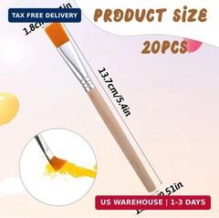 20 Pack Flat Paint Brushes, Art Paint Brushes with Short Wooden Handles, Acrylic