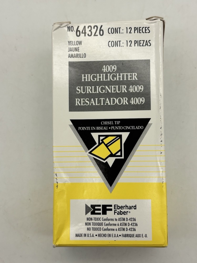 Eberhard Faber 64326 Yellow Highlighter Chisel Tip Lot Of 12 NEW