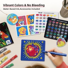 36 Colors Acrylic Paint Markers, Water-Based No-Bleed Markers, Automatic Ink …