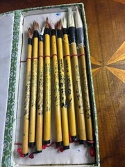 Chinese Calligraphy Set Of 9 In Original Box