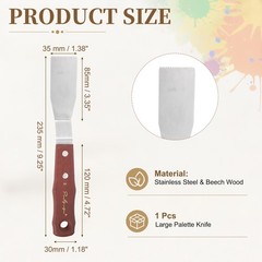 Large Palette Knife, 9.3″ Long, Mahogany Silver Finish (Rectangle)