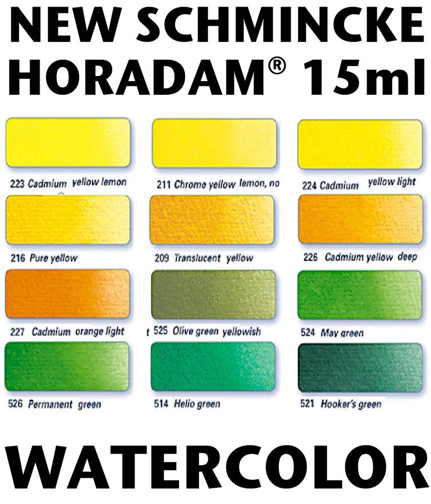 NEW Large SCHMINCKE Horadam Watercolor Yellows & Greens